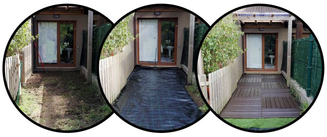 Revestimiento de suelo de jardín con baldosas auto-encajables