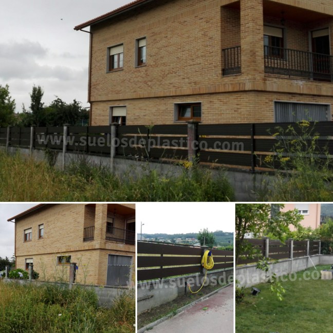 Valla de imitación madera para cerramiento de perímetro de jardín